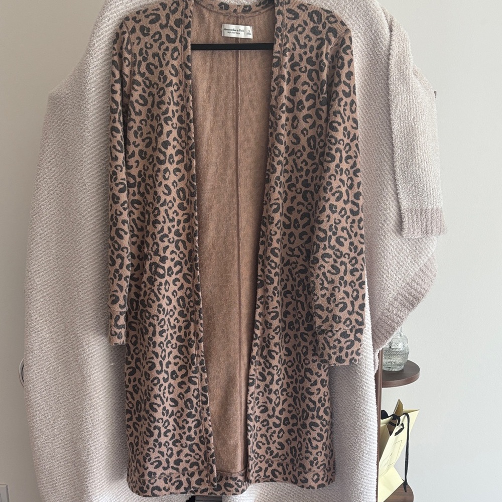 Abercrombie & Fitch Brown Leopard Print Cardigan